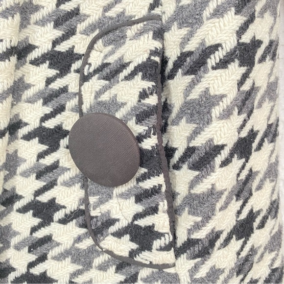 Soia & Kyo Wool Blend Houndstooth Coat Ivory Black And Grey Women's Size Large - Picture 11 of 12